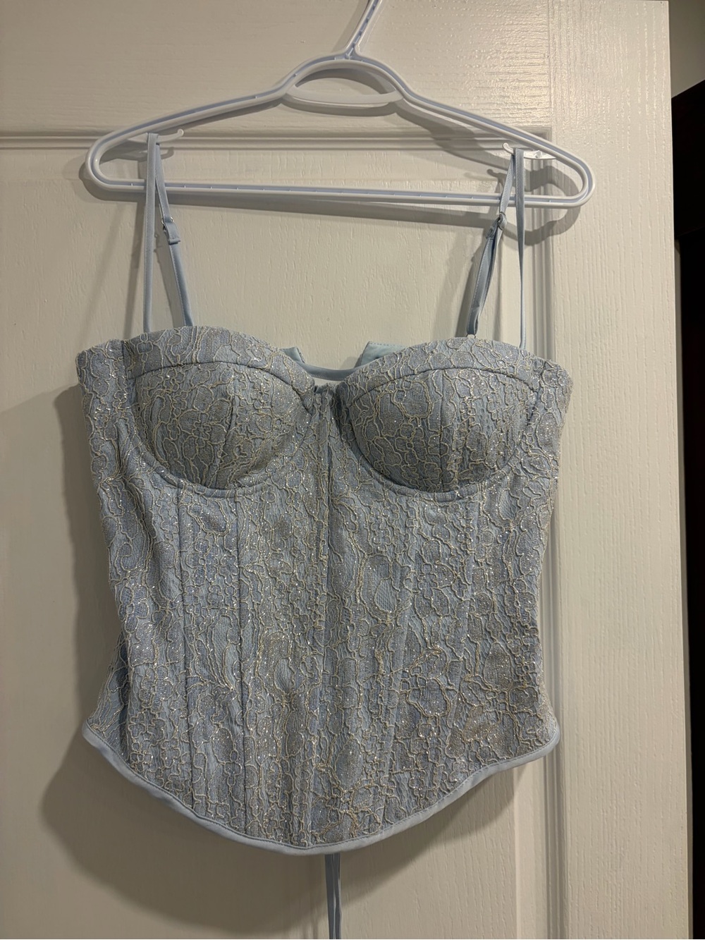 NWT Light Blue Lace Bustier Corset Top and Skirt SET - SIZE